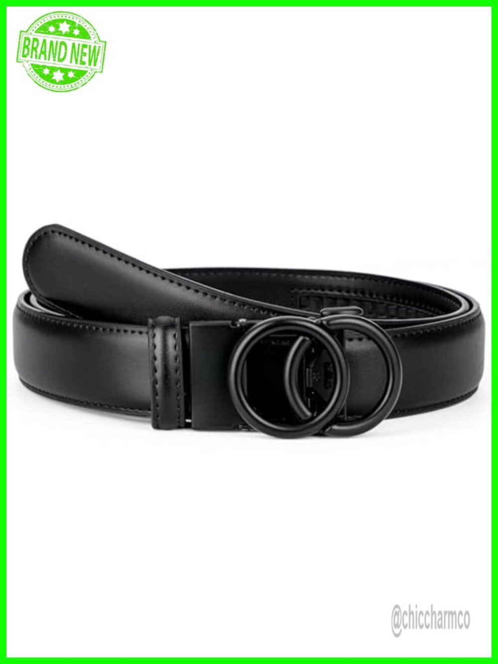 Womens Genuine Leather Ratchet Dress Belt Adjustable Fit